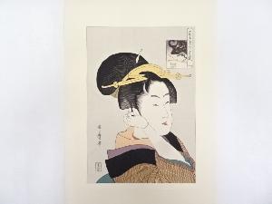 喜多川歌麿　高名美人六家撰　辰巳路考　手摺浮世絵木版画